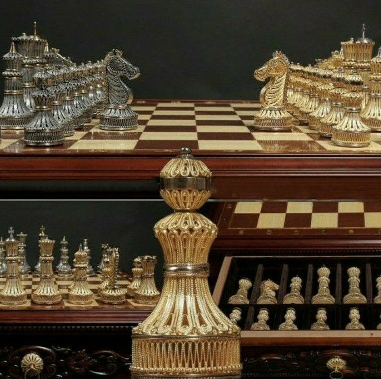 ⭐⭐exclusive Handmade Peace Warrior 925 Sterling Silver Plated Chess Set⭐⭐