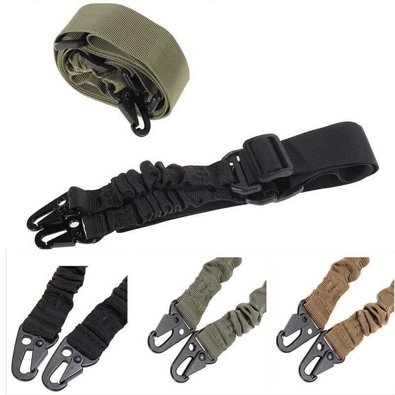 Adjustable Hunting 2 Two Point Rifle Sling Bungee Tactical Shotgun Strap System