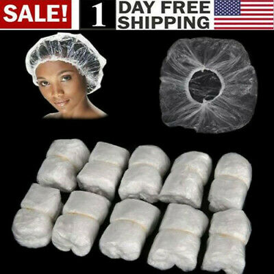 Us 100pcs/pack Disposable Hotel Home Shower Bathing Clear Hair Elastic Caps Hats