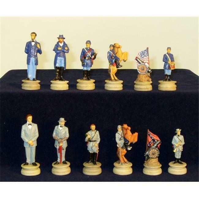 Royal Chess R1861 Civil War Generals Painted Resin Men - Painted Resin Chessmen